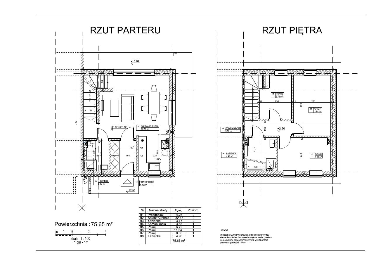 Rzut parteru i piętra Wierzbowego Zakątka z opisem pomieszczeń